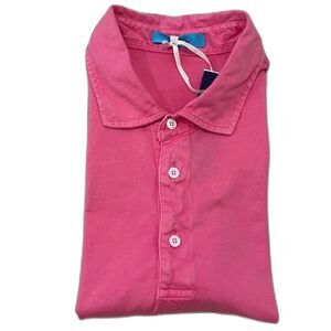 $175 Drumohr NWT Men's XL Frosted Cotton Jersey Polo Shirt PInk Preppy Designer
